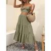 imageANRABESS Womens Summer Boho Flowy Swing Tiered ALine Maxi Skirt 2025 Fashion Trendy Elastic Waist Pleated Long Beach DressOlive