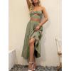 imageANRABESS Womens Summer Boho Flowy Swing Tiered ALine Maxi Skirt 2025 Fashion Trendy Elastic Waist Pleated Long Beach DressOlive