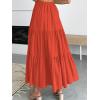 imageANRABESS Womens Summer Boho Flowy Swing Tiered ALine Maxi Skirt 2025 Fashion Trendy Elastic Waist Pleated Long Beach DressOrange