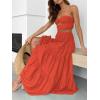 imageANRABESS Womens Summer Boho Flowy Swing Tiered ALine Maxi Skirt 2025 Fashion Trendy Elastic Waist Pleated Long Beach DressOrange