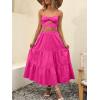 imageANRABESS Womens Summer Boho Flowy Swing Tiered ALine Maxi Skirt 2025 Fashion Trendy Elastic Waist Pleated Long Beach DressRose