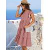 imageANRABESS Womens Summer Dress Ruffle Sleeve V Neck Midi Dresses Fashion Casual Fit Flowy Tiered Boho Beach Vacation SundressRust Red White Dot
