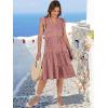 imageANRABESS Womens Summer Dress Ruffle Sleeve V Neck Midi Dresses Fashion Casual Fit Flowy Tiered Boho Beach Vacation SundressRust Red White Dot