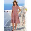 imageANRABESS Womens Summer Dress Ruffle Sleeve V Neck Midi Dresses Fashion Casual Fit Flowy Tiered Boho Beach Vacation SundressRust Red White Dot