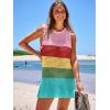 imageANRABESS Womens Swimsuit Cover Up Sleeveless Knit 2025 Summer Outfits Swimwear Bathing Suit Coverup Crochet Beach DressRainbow
