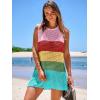 imageANRABESS Womens Swimsuit Cover Up Sleeveless Knit 2025 Summer Outfits Swimwear Bathing Suit Coverup Crochet Beach DressRainbow