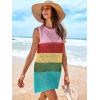 imageANRABESS Womens Swimsuit Cover Up Sleeveless Knit 2025 Summer Outfits Swimwear Bathing Suit Coverup Crochet Beach DressRainbow