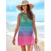 imageANRABESS Womens Swimsuit Cover Up Sleeveless Knit 2025 Summer Outfits Swimwear Bathing Suit Coverup Crochet Beach DressRainbow Stripes