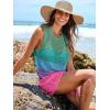 imageANRABESS Womens Swimsuit Cover Up Sleeveless Knit 2025 Summer Outfits Swimwear Bathing Suit Coverup Crochet Beach DressRainbow Stripes