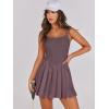 imageANRABESS Womens Tennis Athletic Pleated Summer Mini Dress 2025 Golf Workout Build in Shorts Casual Romper Short SundressPurple Brown