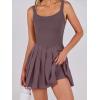 imageANRABESS Womens Tennis Athletic Pleated Summer Mini Dress 2025 Golf Workout Build in Shorts Casual Romper Short SundressPurple Brown