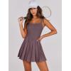 imageANRABESS Womens Tennis Athletic Pleated Summer Mini Dress 2025 Golf Workout Build in Shorts Casual Romper Short SundressPurple Brown