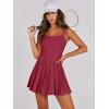imageANRABESS Womens Tennis Athletic Pleated Summer Mini Dress 2025 Golf Workout Build in Shorts Casual Romper Short SundressRed
