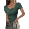 imageANRABESS Womens 2025 Spring Summer Short Sleeve Tops Ribbed Knit Henley Button Up Slim Fit Basic Casual T Shirts BlouseForest Green