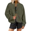 imageANRABESS Womens Fuzzy Fleece Jacket Fall Casual Long Sleeve Cropped Sherpa Button Down Shacket Coats Outwear With PocketsOlive
