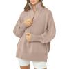 imageANRABESS Womens Oversized Fashion Long Sleeve Quarter Zip Baggy Loose Slouchy Sweater Pullover Tops 2025 Fall OutfitsSand