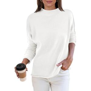 imageANRABESS Women Casual Long Sleeve Mock Funnel Neck Knit Pullover Sweater Top 2025 Fall Fashion Outfits with Exposed SeamCream White