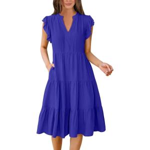 imageANRABESS Womens Summer Dress Ruffle Sleeve V Neck Midi Dresses Fashion Casual Fit Flowy Tiered Boho Beach Vacation SundressRoyal Blue