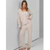 imageANRABESS Women 2 Piece Lounge Sets 2025 Fall Outfits Casual Waffle Knit Cardigan Sweater Pant Set Travel Airport ClothesBeige