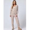 imageANRABESS Women 2 Piece Lounge Sets 2025 Fall Outfits Casual Waffle Knit Cardigan Sweater Pant Set Travel Airport ClothesBeige