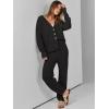 imageANRABESS Women 2 Piece Lounge Sets 2025 Fall Outfits Casual Waffle Knit Cardigan Sweater Pant Set Travel Airport ClothesBlack