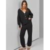 imageANRABESS Women 2 Piece Lounge Sets 2025 Fall Outfits Casual Waffle Knit Cardigan Sweater Pant Set Travel Airport ClothesBlack