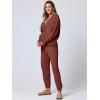 imageANRABESS Women 2 Piece Lounge Sets 2025 Fall Outfits Casual Waffle Knit Cardigan Sweater Pant Set Travel Airport ClothesBrick Red