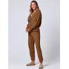 imageANRABESS Women 2 Piece Lounge Sets 2025 Fall Outfits Casual Waffle Knit Cardigan Sweater Pant Set Travel Airport ClothesBrown