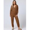 imageANRABESS Women 2 Piece Lounge Sets 2025 Fall Outfits Casual Waffle Knit Cardigan Sweater Pant Set Travel Airport ClothesBrown