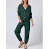imageANRABESS Women 2 Piece Lounge Sets 2025 Fall Outfits Casual Waffle Knit Cardigan Sweater Pant Set Travel Airport ClothesDeep Green