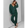 imageANRABESS Women 2 Piece Lounge Sets 2025 Fall Outfits Casual Waffle Knit Cardigan Sweater Pant Set Travel Airport ClothesDeep Green