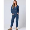 imageANRABESS Women 2 Piece Lounge Sets 2025 Fall Outfits Casual Waffle Knit Cardigan Sweater Pant Set Travel Airport ClothesDusty Blue