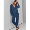 imageANRABESS Women 2 Piece Lounge Sets 2025 Fall Outfits Casual Waffle Knit Cardigan Sweater Pant Set Travel Airport ClothesDusty Blue