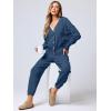 imageANRABESS Women 2 Piece Lounge Sets 2025 Fall Outfits Casual Waffle Knit Cardigan Sweater Pant Set Travel Airport ClothesDusty Blue