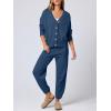 imageANRABESS Women 2 Piece Lounge Sets 2025 Fall Outfits Casual Waffle Knit Cardigan Sweater Pant Set Travel Airport ClothesDusty Blue