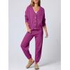 imageANRABESS Women 2 Piece Lounge Sets 2025 Fall Outfits Casual Waffle Knit Cardigan Sweater Pant Set Travel Airport ClothesHot Pink