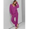 imageANRABESS Women 2 Piece Lounge Sets 2025 Fall Outfits Casual Waffle Knit Cardigan Sweater Pant Set Travel Airport ClothesHot Pink