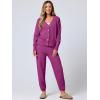 imageANRABESS Women 2 Piece Lounge Sets 2025 Fall Outfits Casual Waffle Knit Cardigan Sweater Pant Set Travel Airport ClothesHot Pink