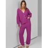 imageANRABESS Women 2 Piece Lounge Sets 2025 Fall Outfits Casual Waffle Knit Cardigan Sweater Pant Set Travel Airport ClothesHot Pink