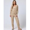 imageANRABESS Women 2 Piece Lounge Sets 2025 Fall Outfits Casual Waffle Knit Cardigan Sweater Pant Set Travel Airport ClothesKhaki