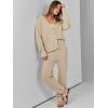 imageANRABESS Women 2 Piece Lounge Sets 2025 Fall Outfits Casual Waffle Knit Cardigan Sweater Pant Set Travel Airport ClothesKhaki