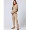 imageANRABESS Women 2 Piece Lounge Sets 2025 Fall Outfits Casual Waffle Knit Cardigan Sweater Pant Set Travel Airport ClothesKhaki