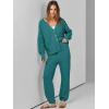 imageANRABESS Women 2 Piece Lounge Sets 2025 Fall Outfits Casual Waffle Knit Cardigan Sweater Pant Set Travel Airport ClothesLake Green
