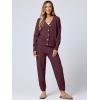 imageANRABESS Women 2 Piece Lounge Sets 2025 Fall Outfits Casual Waffle Knit Cardigan Sweater Pant Set Travel Airport ClothesMaroon