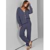 imageANRABESS Women 2 Piece Lounge Sets 2025 Fall Outfits Casual Waffle Knit Cardigan Sweater Pant Set Travel Airport ClothesNavy Blue