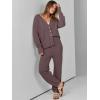 imageANRABESS Women 2 Piece Lounge Sets 2025 Fall Outfits Casual Waffle Knit Cardigan Sweater Pant Set Travel Airport ClothesNutmeg