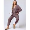 imageANRABESS Women 2 Piece Lounge Sets 2025 Fall Outfits Casual Waffle Knit Cardigan Sweater Pant Set Travel Airport ClothesNutmeg