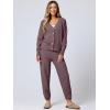 imageANRABESS Women 2 Piece Lounge Sets 2025 Fall Outfits Casual Waffle Knit Cardigan Sweater Pant Set Travel Airport ClothesNutmeg