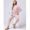 imageANRABESS Women 2 Piece Lounge Sets 2025 Fall Outfits Casual Waffle Knit Cardigan Sweater Pant Set Travel Airport ClothesPink
