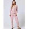imageANRABESS Women 2 Piece Lounge Sets 2025 Fall Outfits Casual Waffle Knit Cardigan Sweater Pant Set Travel Airport ClothesPink